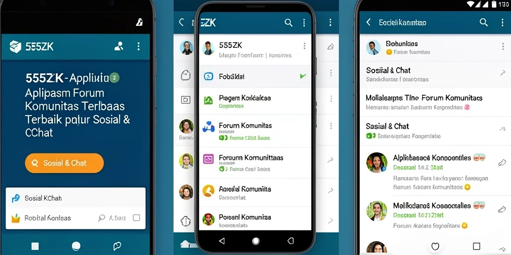 Antarmuka aplikasi 555ZK dengan fitur Forum Komunitas yang menarik.