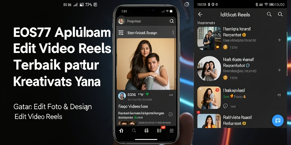 Tampilan antarmuka aplikasi EOS77 untuk editing video reels.