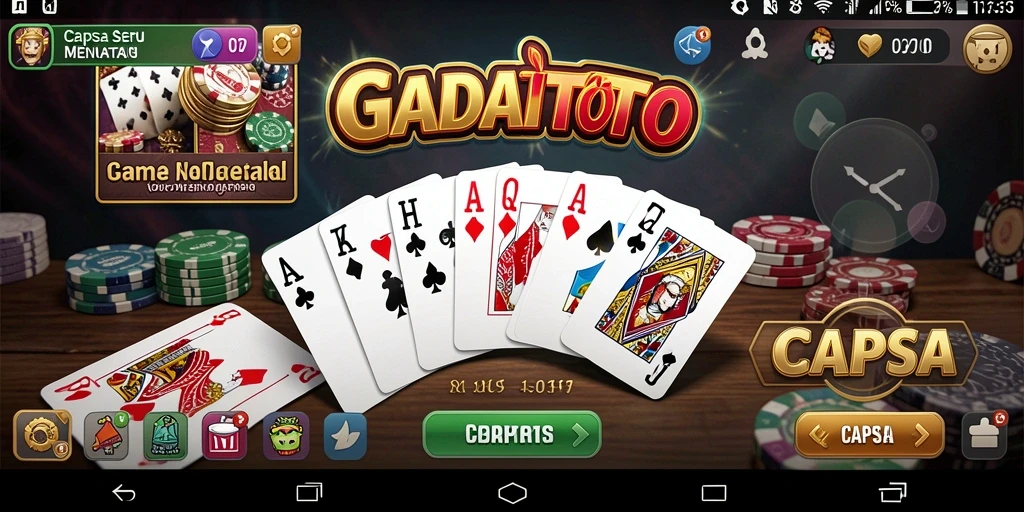 Screenshot antarmuka GADAITOTO menampilkan permainan Capsa yang menarik.