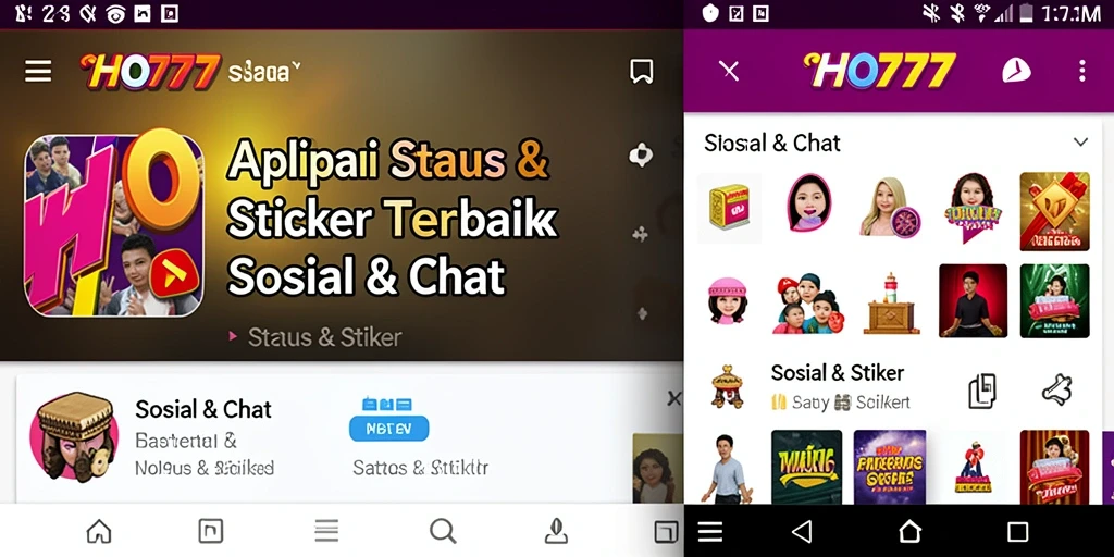 Tampilan antarmuka HO777 dengan berbagai pilihan Status & Stiker
