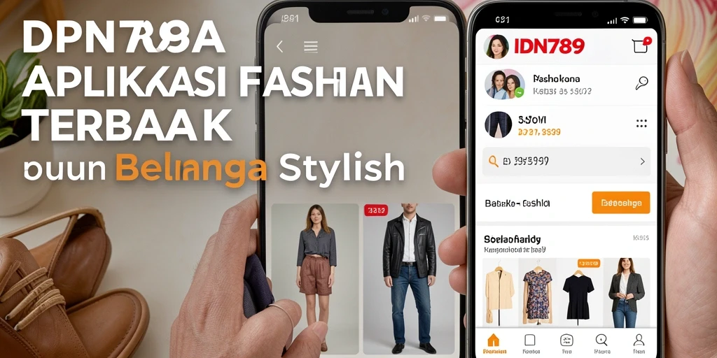 Antarmuka aplikasi IDN789 yang modern dan stylish untuk belanja fashion.