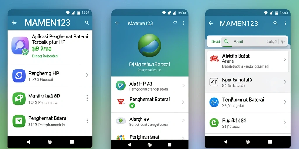 Tampilan antarmuka MAMEN123 dengan fitur penghematan baterai yang intuitif.