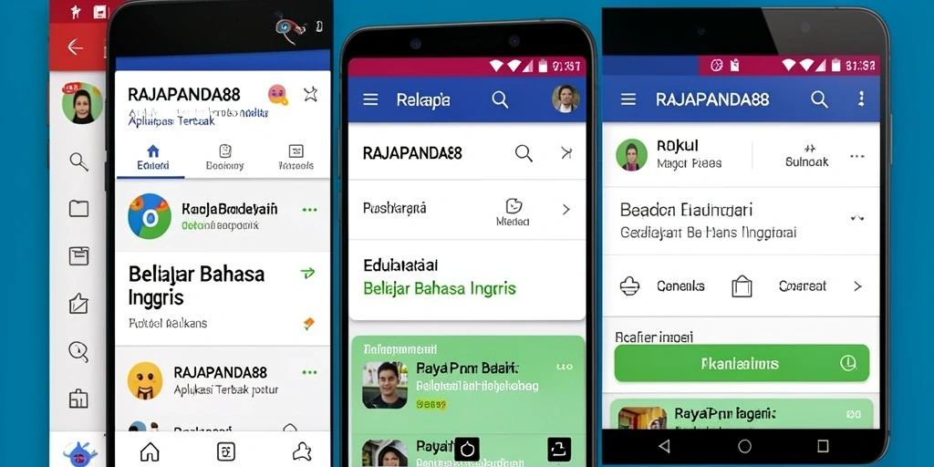 Antarmuka menarik aplikasi Belajar Bahasa Inggris RAJAPANDA88.