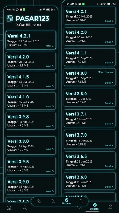 Riwayat Versi Pasar123 untuk Android